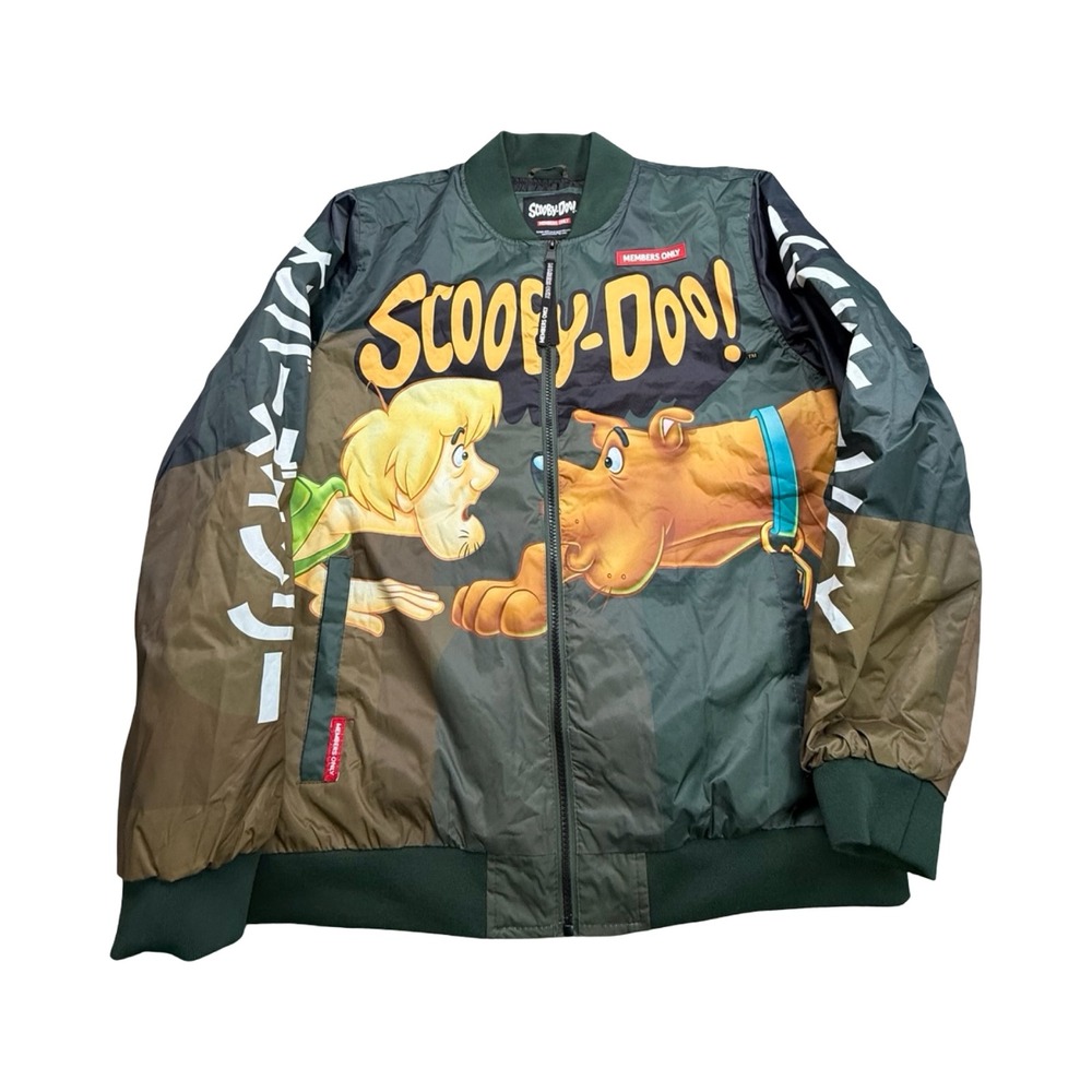 Members Only Scooby-Doo Jacket Men M Green Camo Bomber 2022 Polyester Streetwear